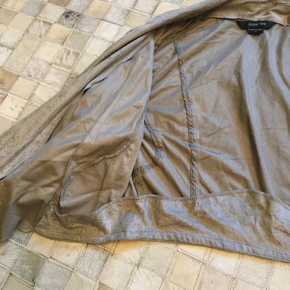 paper tee Taupe Open/Waterfall Front Thin Jacket - Picture 5 of 10